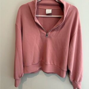 Varley Davidson Sweat - Ash Rose | Half Zip Relaxed Fit Sweatshirt